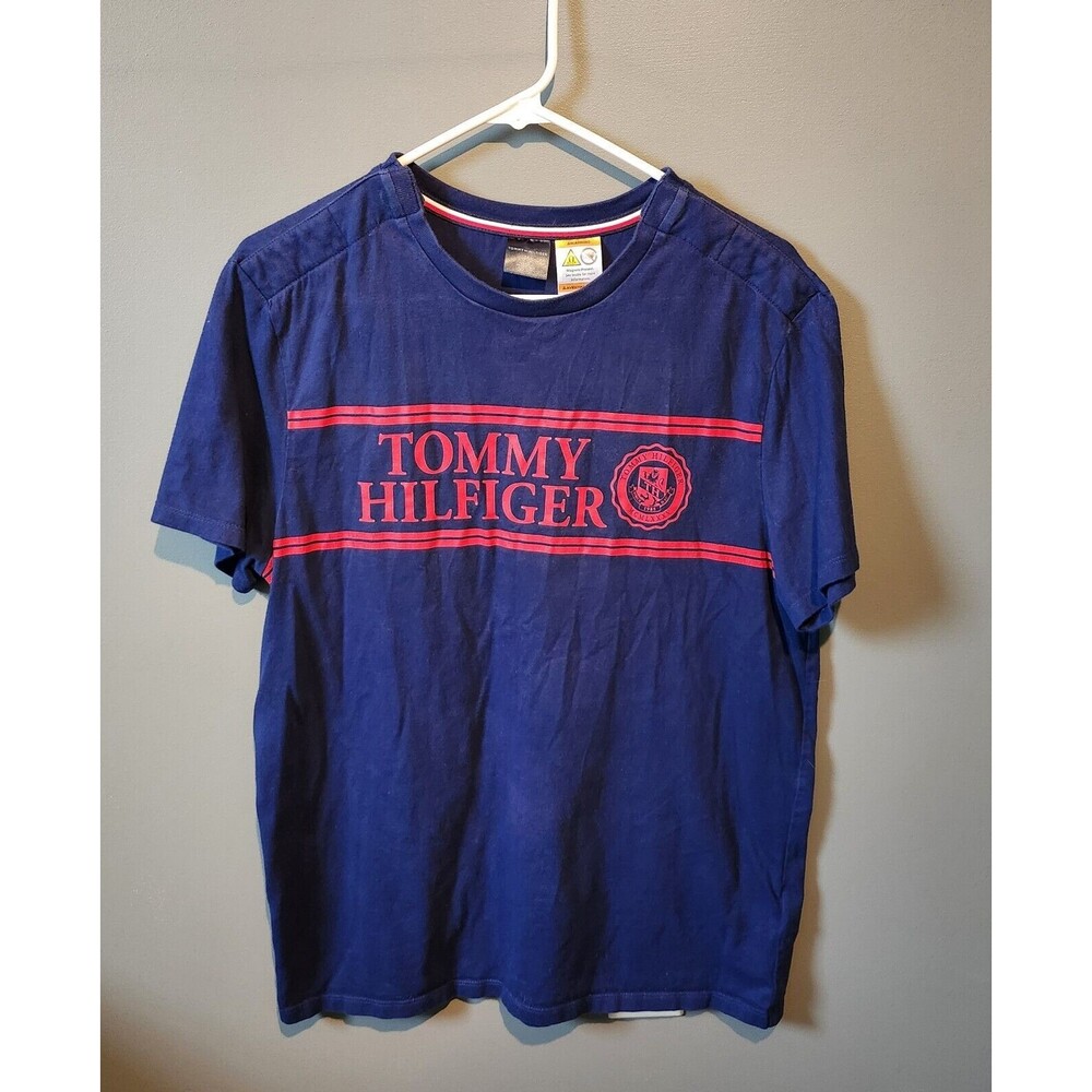 Tommy Hilfiger Navy Adaptive Crew Neck Short Sleeve Shirt Men's Size Medium